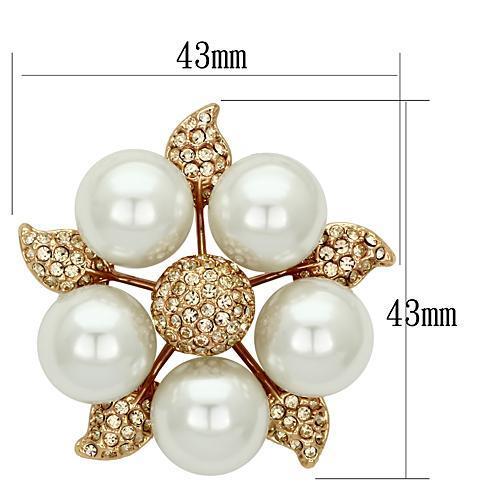 Alamode Flash Rose Gold White Metal Brooches with Synthetic Pearl in White - Flyclothing LLC