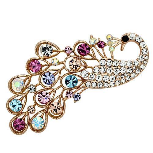 Alamode Flash Rose Gold White Metal Brooches with Top Grade Crystal in Multi Color