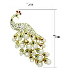 Alamode Flash Gold White Metal Brooches with Synthetic Pearl in White