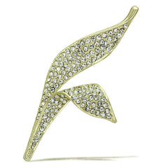 Alamode Flash Gold White Metal Brooches with Top Grade Crystal in Clear