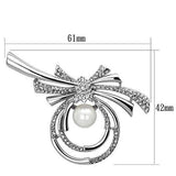 Alamode Imitation Rhodium White Metal Brooches with Synthetic Pearl in White - Alamode