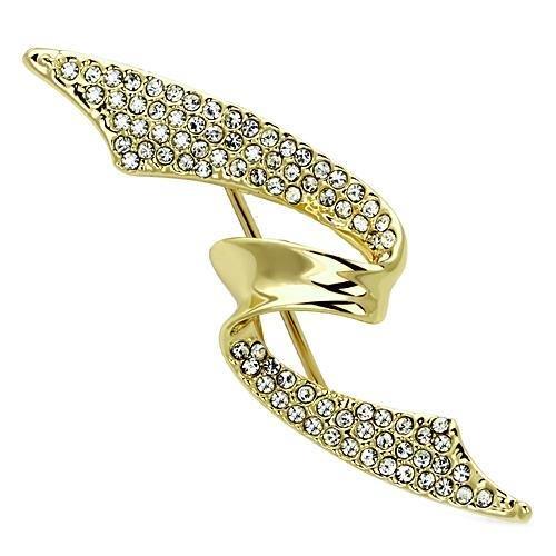 Alamode Flash Gold White Metal Brooches with Top Grade Crystal in Clear