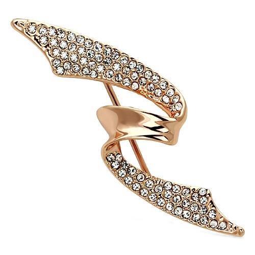 Alamode Flash Rose Gold White Metal Brooches with Top Grade Crystal in Clear