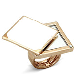 Alamode Rose Gold Brass Ring with Synthetic Synthetic Glass in Clear - Alamode