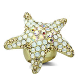 Alamode Matte Gold Brass Ring with Top Grade Crystal in Multi Color - Alamode