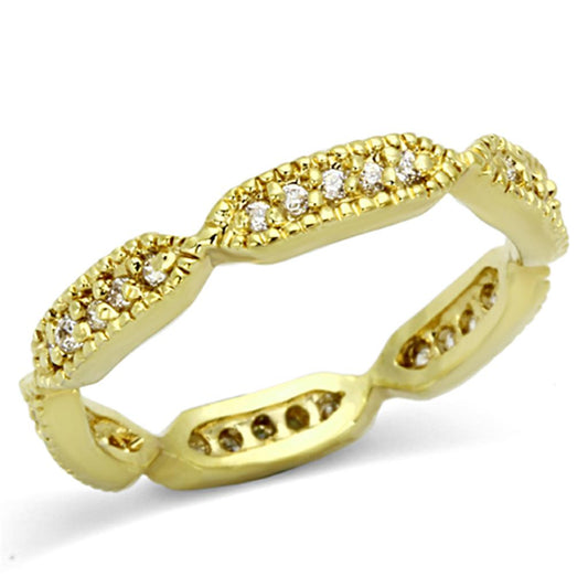 Alamode Gold Brass Ring with AAA Grade CZ in Clear