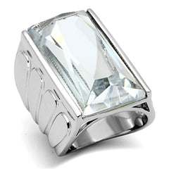 Alamode Rhodium Brass Ring with AAA Grade CZ in Clear