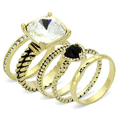 Alamode Gold Brass Ring with Top Grade Crystal in Clear