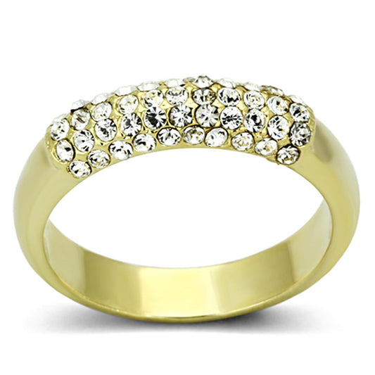 Alamode Gold Brass Ring with Top Grade Crystal in Clear