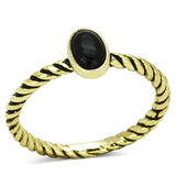 Alamode Gold Brass Ring with Synthetic Onyx in Jet