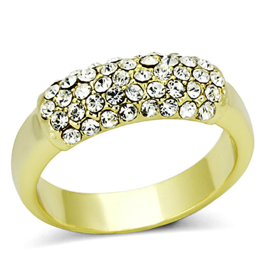 Alamode Gold Brass Ring with Top Grade Crystal in Clear