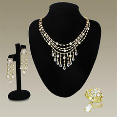 Alamode Gold Brass Jewelry Sets with AAA Grade CZ in Clear