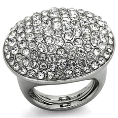 Alamode Rhodium Brass Ring with Top Grade Crystal in Clear - Alamode