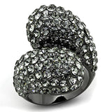 Alamode TIN Cobalt Black Brass Ring with Top Grade Crystal in Black Diamond - Alamode