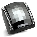 Alamode TIN Cobalt Black Brass Ring with Top Grade Crystal in Black Diamond - Alamode