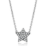 Alamode Rhodium Brass Necklace with Top Grade Crystal in Clear