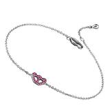 Alamode Rhodium Brass Bracelet with Top Grade Crystal in Rose - Alamode