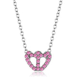 Alamode Rhodium Brass Chain Pendant with Top Grade Crystal in Rose - Alamode