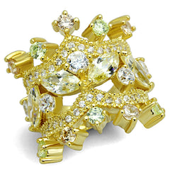 Alamode Gold Brass Ring with AAA Grade CZ in Clear