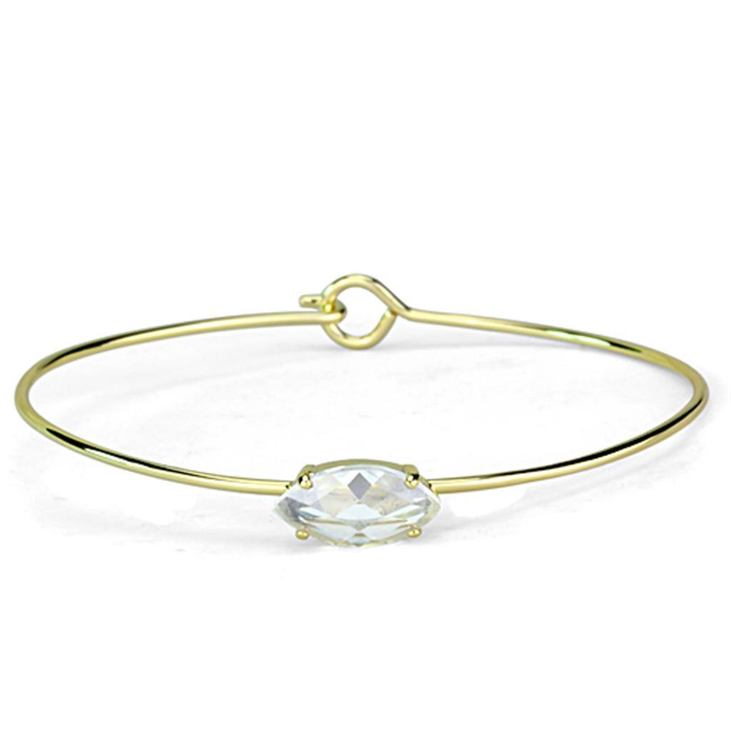 Alamode Gold Brass Bangle with AAA Grade CZ in Clear