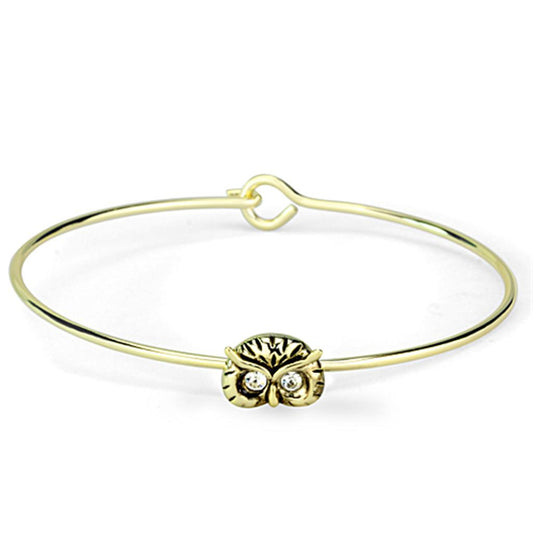 Alamode Gold Brass Bangle with Top Grade Crystal in Clear