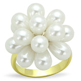 Alamode Gold Brass Ring with Synthetic Pearl in White