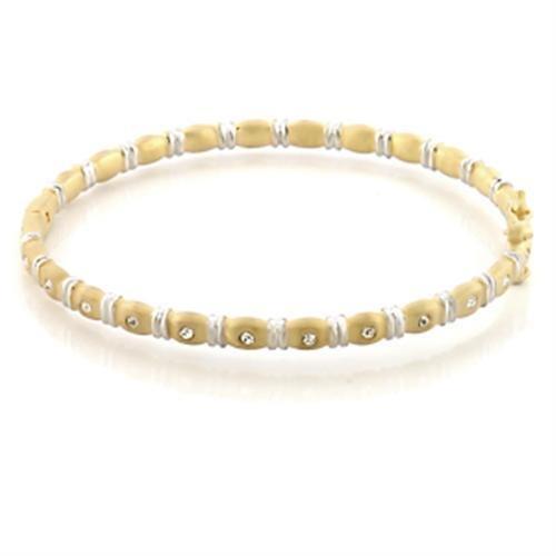 Alamode Matte Gold & Rhodium Brass Bangle with Top Grade Crystal in Clear - Alamode