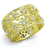 Alamode Gold Brass Ring with AAA Grade CZ in Clear