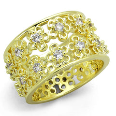 Alamode Gold Brass Ring with AAA Grade CZ in Clear