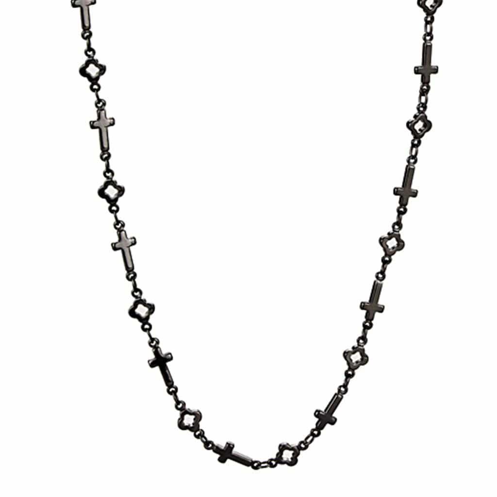 Alamode TIN Cobalt Black Brass Necklace with No Stone - Alamode