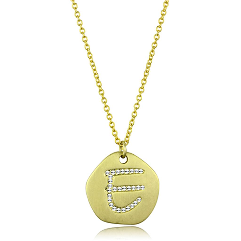 Alamode Gold Brass Chain Pendant with Top Grade Crystal in Clear