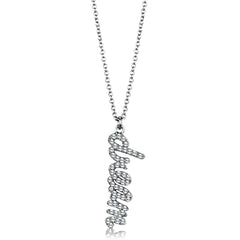 Alamode Rhodium Brass Chain Pendant with Top Grade Crystal in Clear