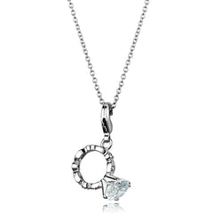 Alamode Rhodium Brass Pendant with AAA Grade CZ in Clear