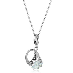 Alamode Rhodium Brass Pendant with AAA Grade CZ in Clear