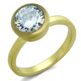 Alamode Gold & Brush Brass Ring with AAA Grade CZ in Clear