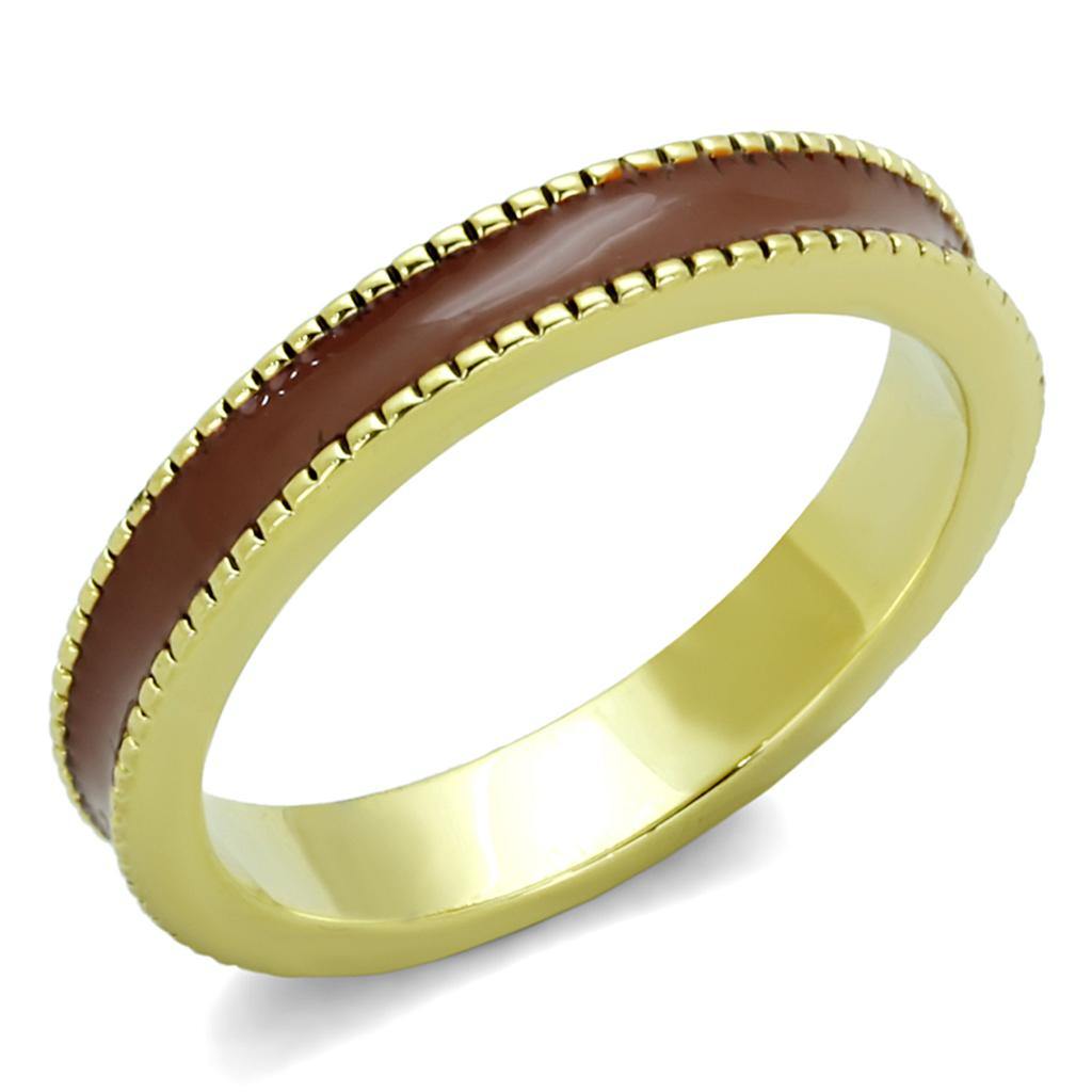 Alamode Gold Brass Ring with Epoxy in Brown