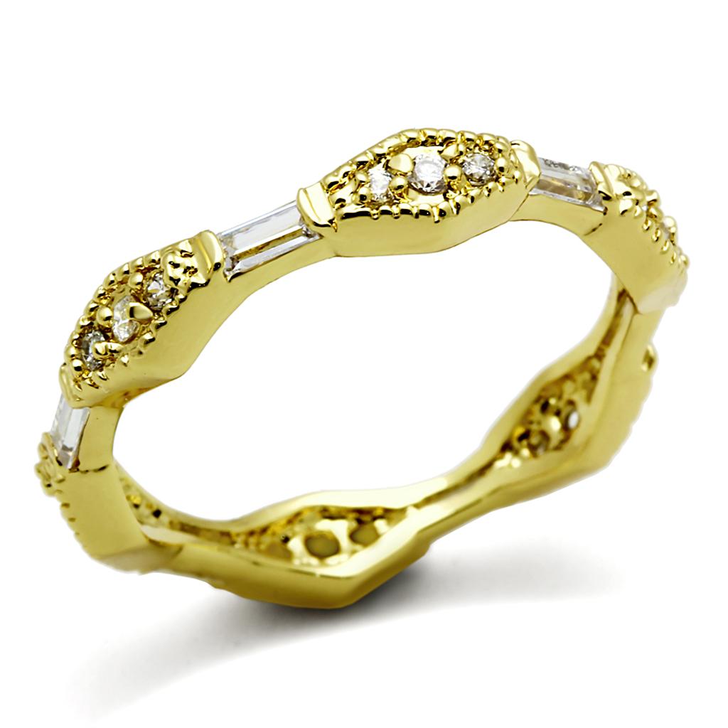 Alamode Gold Brass Ring with AAA Grade CZ in Clear