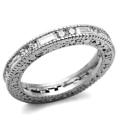 Alamode Rhodium Brass Ring with AAA Grade CZ in Clear