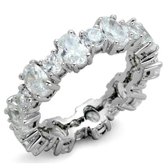 Alamode Rhodium Brass Ring with AAA Grade CZ in Clear