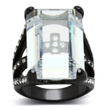 Alamode TIN Cobalt Black Brass Ring with AAA Grade CZ in Clear - Alamode