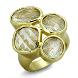 Alamode Gold & Brush Brass Ring with Synthetic Synthetic Rutile in Topaz