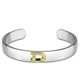 Alamode Reverse Two-Tone White Metal Bangle with Top Grade Crystal in Clear - Alamode