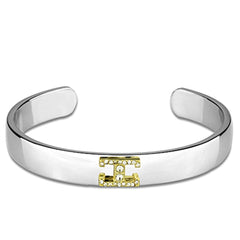 Alamode Reverse Two-Tone White Metal Bangle with Top Grade Crystal in Clear - Alamode