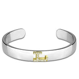 Alamode Reverse Two-Tone White Metal Bangle with Top Grade Crystal in Clear - Alamode