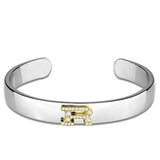 Alamode Reverse Two-Tone White Metal Bangle with Top Grade Crystal in Clear - Alamode