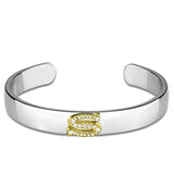 Alamode Reverse Two-Tone White Metal Bangle with Top Grade Crystal in Clear - Alamode