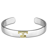 Alamode Reverse Two-Tone White Metal Bangle with Top Grade Crystal in Clear - Alamode