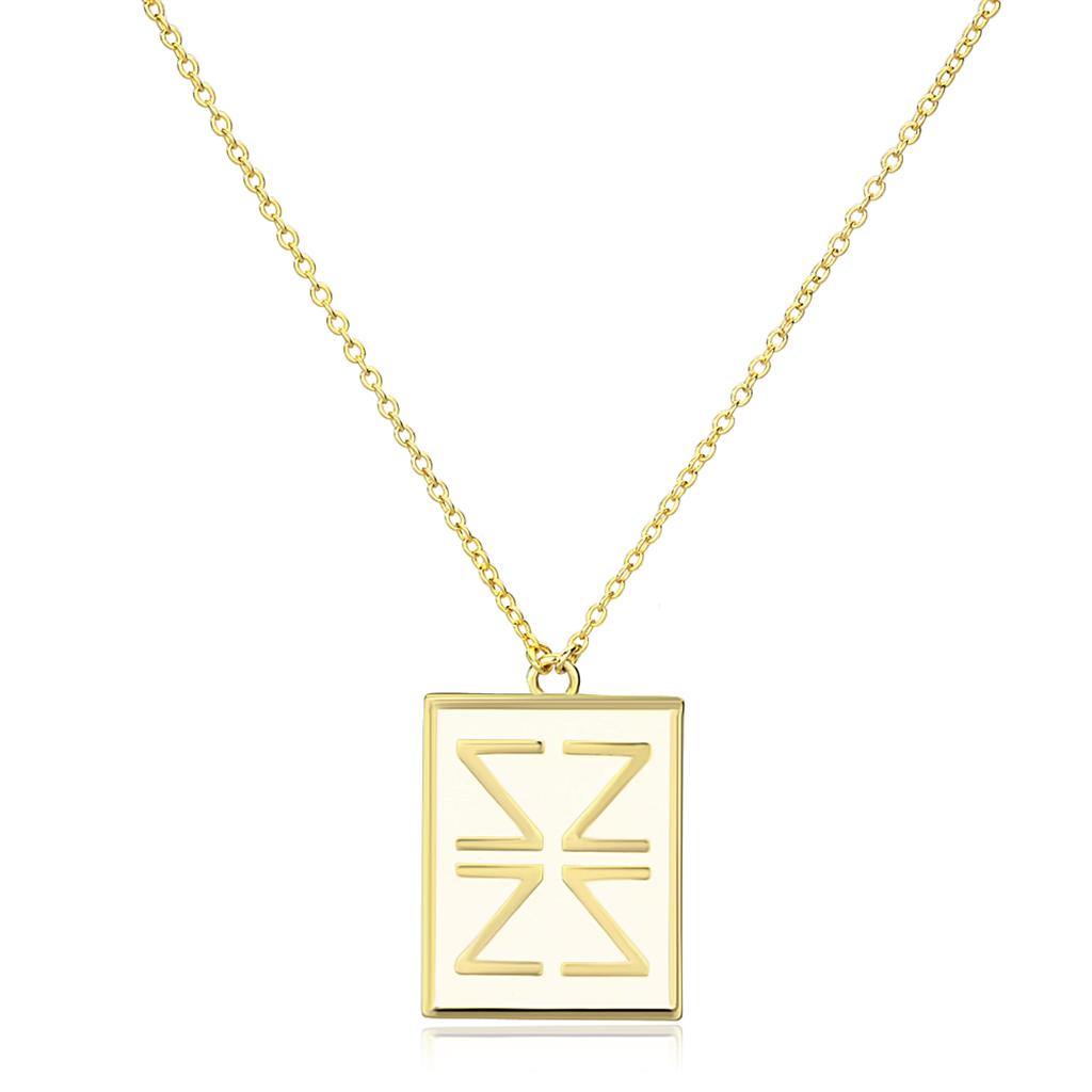 Alamode Gold Brass Chain Pendant with Epoxy in White