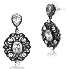 Alamode Ruthenium Brass Earrings with AAA Grade CZ in Clear