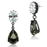 Alamode Ruthenium Brass Earrings with Synthetic Synthetic Glass in Black Diamond